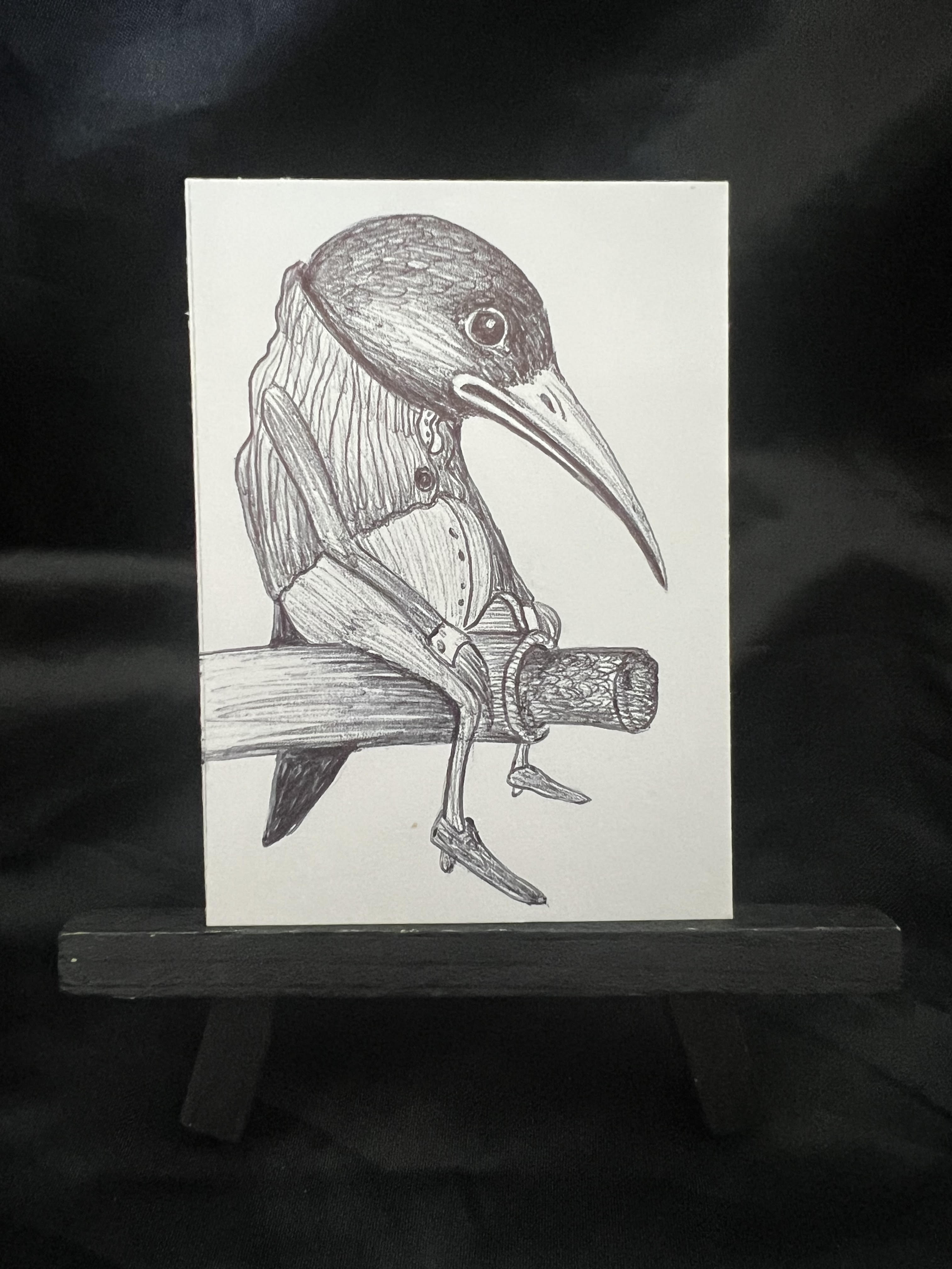 Original ACEO Reflect On Peace Ink Line Art Medium Marker on Paper Signed Artist